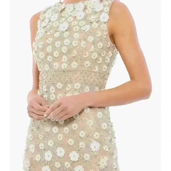 Mac Duggal Beaded Floral Appliqué Midi Sheath Dress Size 14 NWT Style 67853 - Picture 4 of 8